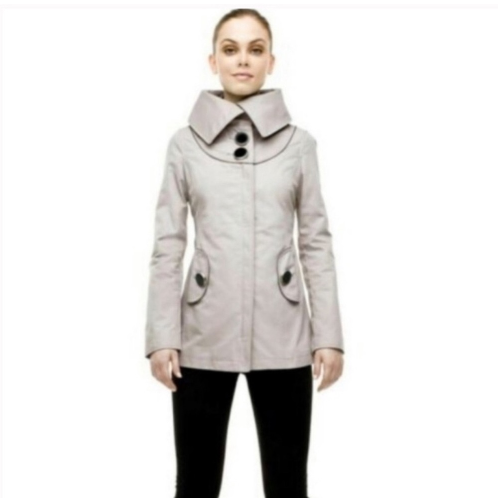 SOIA & KYO Black Trench Coat Cotton Minimalist Designer Jacket